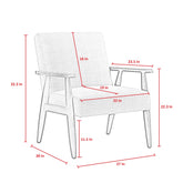 30" Light Blue And Cream Linen Arm Chair